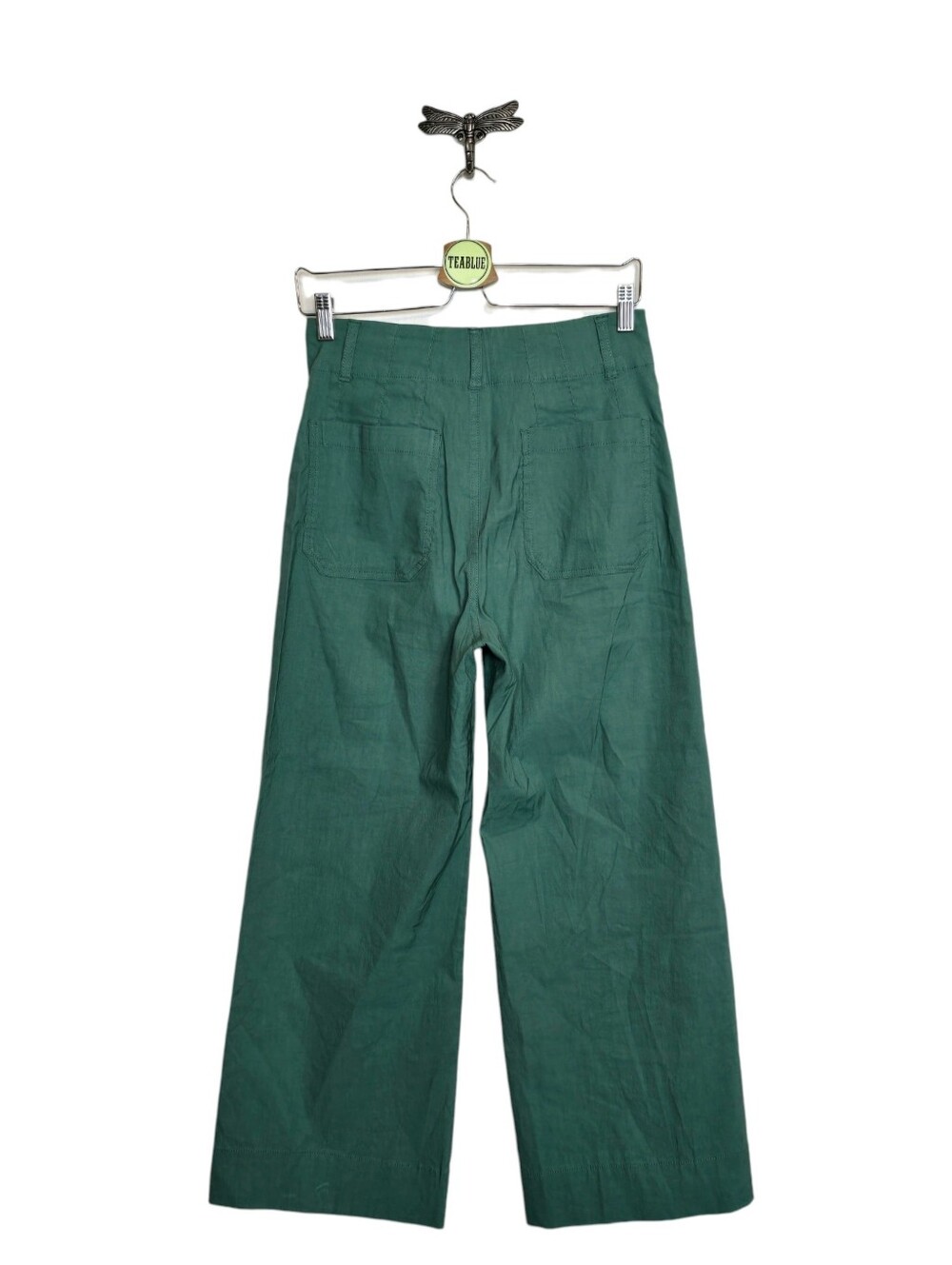Maeve Muted Emerald Green Colette High Waisted Wide-Leg Trousers 28 - Picture 3 of 13